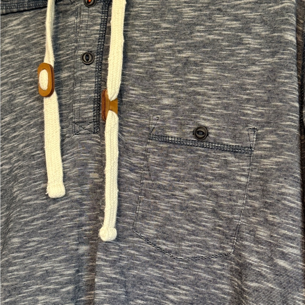 Men’s Ruff Hewn Blue Long-Sleeved Hooded Shirt - Picture 2 of 4